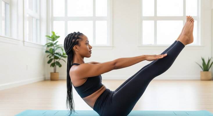 Balance and focus in boat pose yoga posture