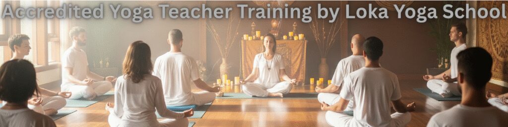 Yoga teacher guiding meditation class – Loka Yoga School training