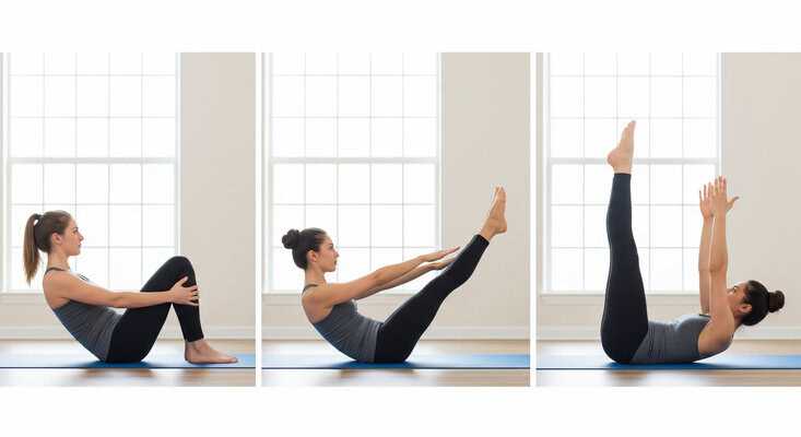 Beginner to advanced modifications of boat pose in yoga