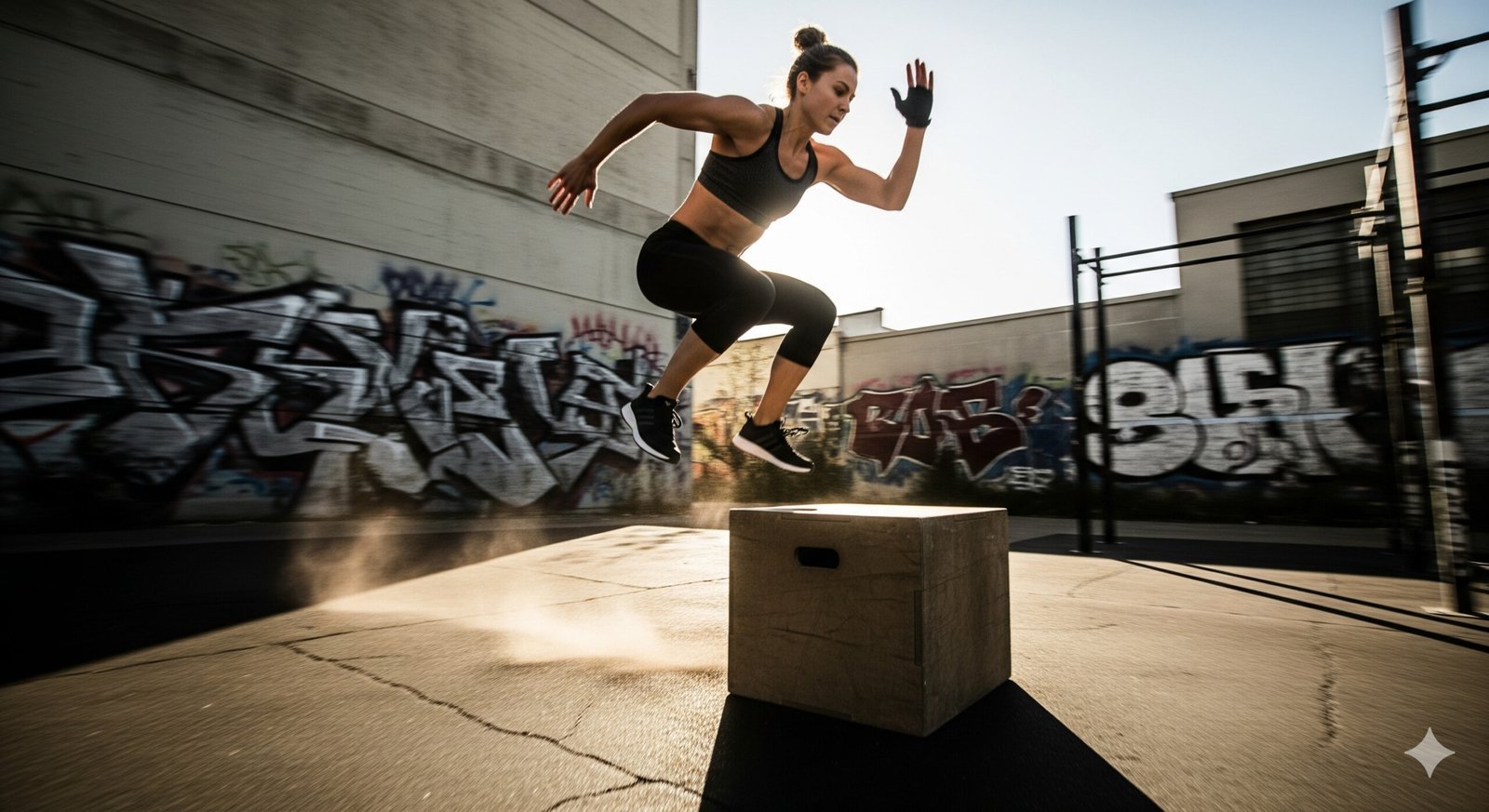 A dynamic photo of a person doing a high-intensity interval workout, conveying the energy of a fat-burning cardio session.