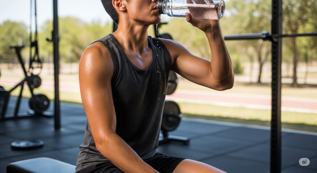 Drinking water before, during, and after exercise prevents dehydration and helps maintain energy and performance.