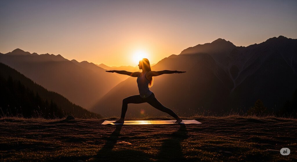 Warrior II power yoga pose for beginners to improve strength and stability