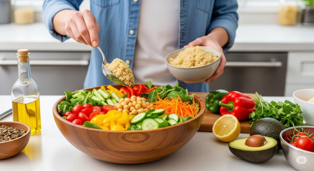Fiber-rich foods like vegetables and whole grains support digestion and help reduce the risk of chronic diseases.
