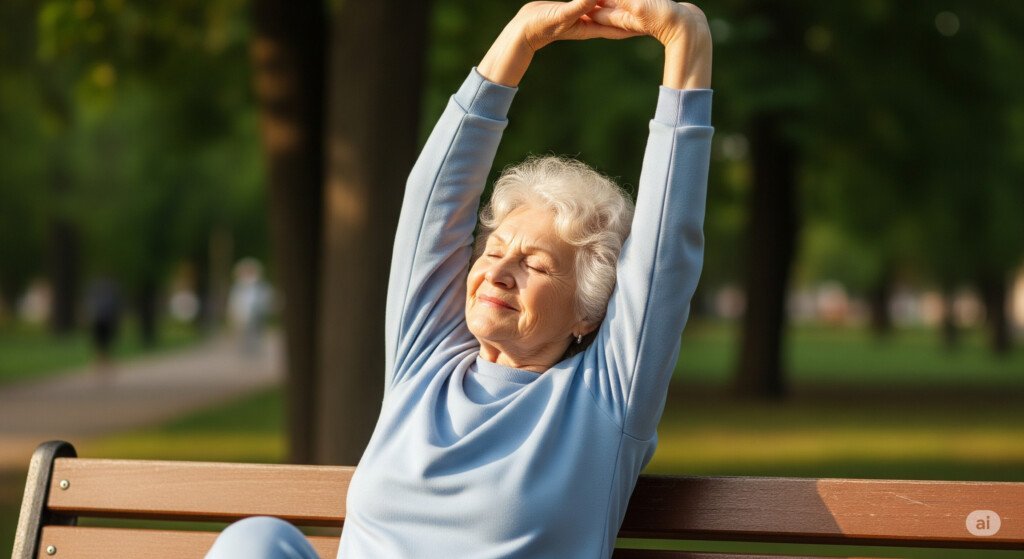 Older adult practicing gentle chair yoga for flexibility and relaxation