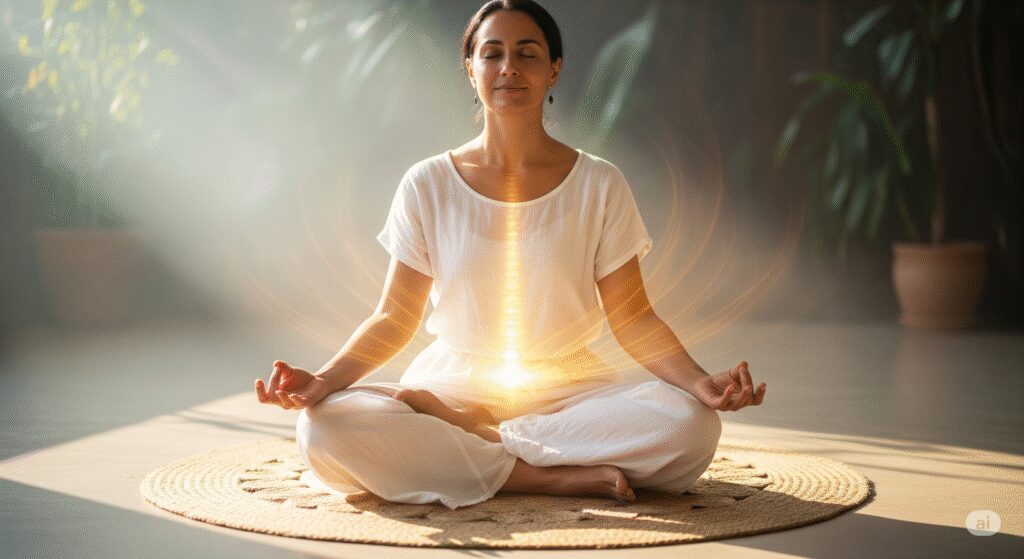 What is Kundalini yoga? A practitioner in meditation, symbolizing the awakening of spiritual energy and self-awareness in Kundalini yoga.