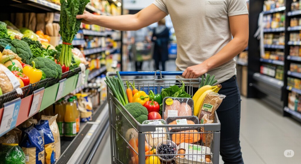 A person shopping for fresh, nutritious foods, showing how proper nutrition supports natural weight loss