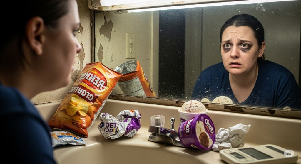 A person feeling overwhelmed after a failed diet, showcasing the emotional toll of quick fixes