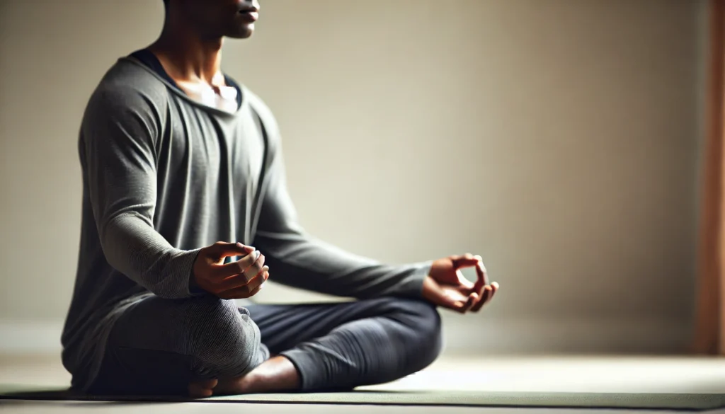 Yoga and discipline: A yoga practitioner meditating with focus and mental discipline to connect body and mind.