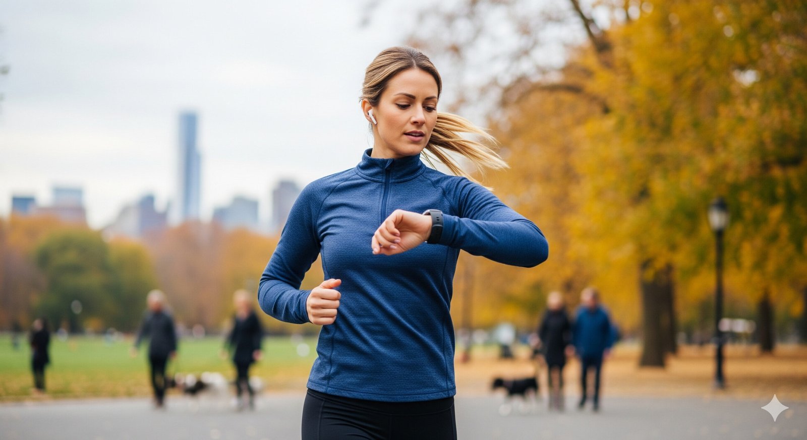 A person with a determined expression, seamlessly integrating exercise into a busy day, representing active lifestyle tips for weight loss