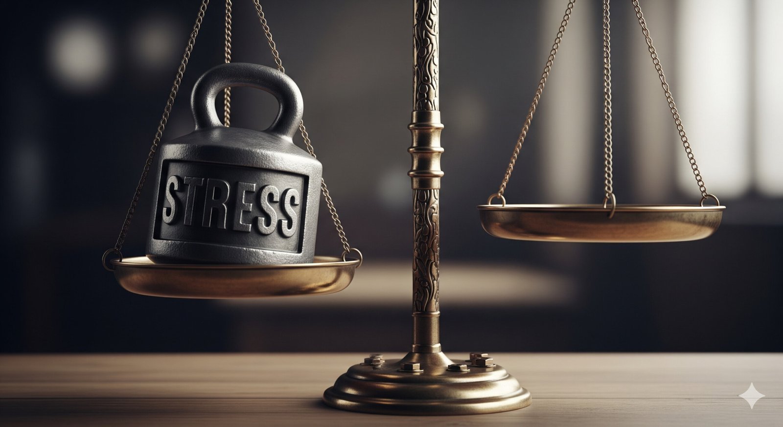 A visual metaphor showing the connection between stress and weight loss, with stress acting as a heavy weight on a scale.