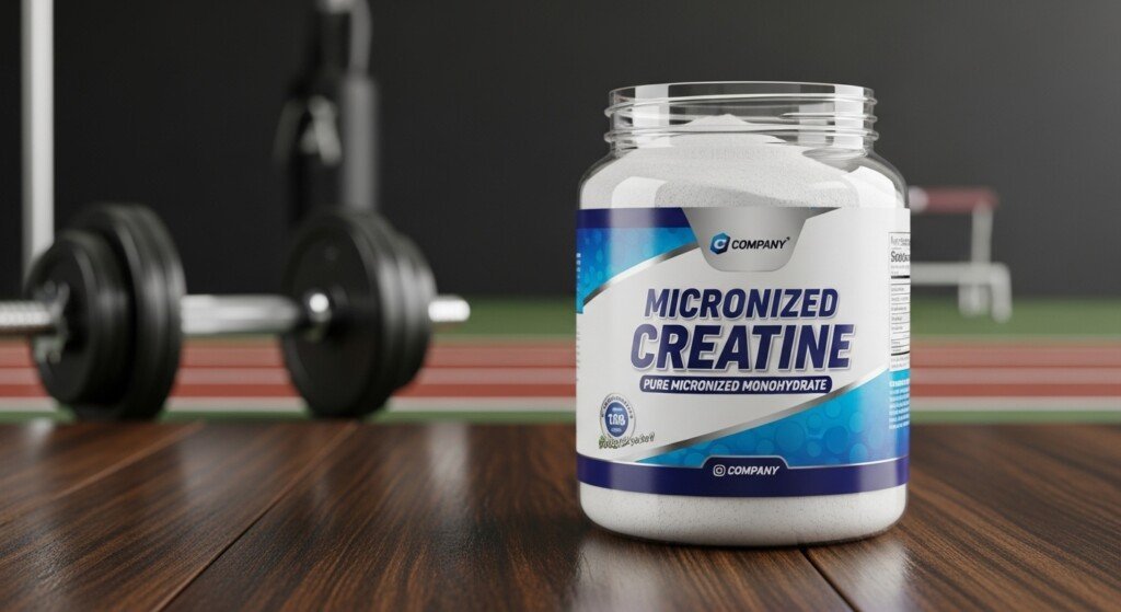 Pure creatine monohydrate powder for athletes and fitness performance