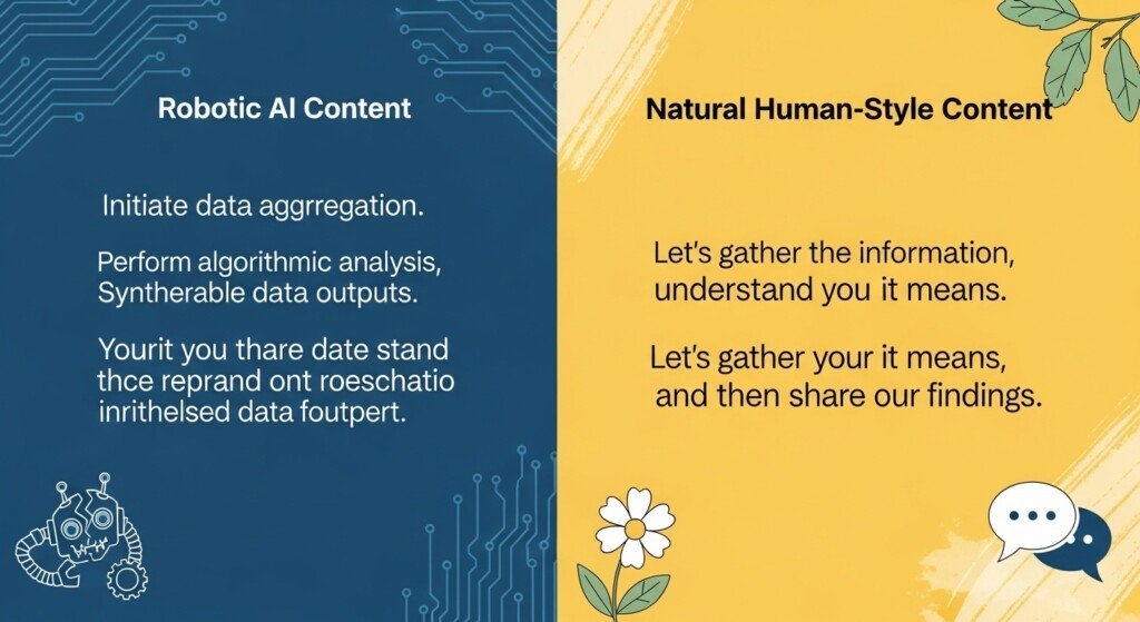 AI tools for SEO writing rewriting robotic blog content into human-style SEO text