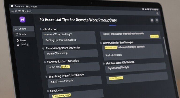 AI tools for SEO writing generating a structured blog post outline and headings for SEO content creation