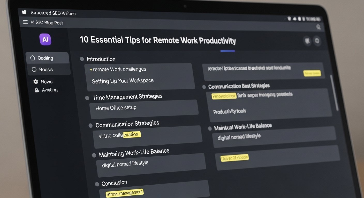 AI tools for SEO writing generating a structured blog post outline and headings for SEO content creation