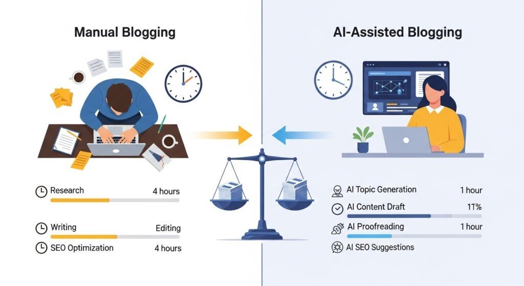 Are AI writing tools worth it for bloggers when comparing time savings versus manual writing