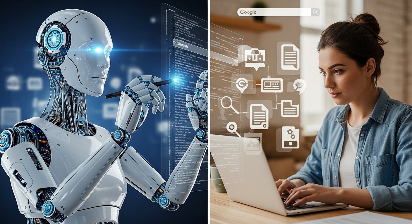 AI writing vs human writing SEO comparison showing ranking performance in Google