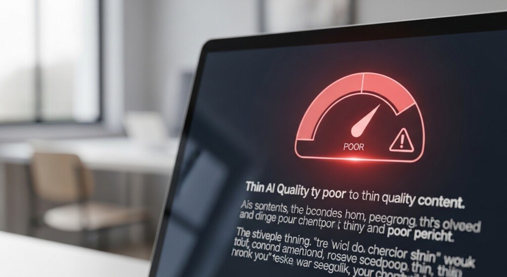 Do AI writing tools hurt SEO after Google updates? Illustration explaining why do AI writing tools hurt SEO when content is thin