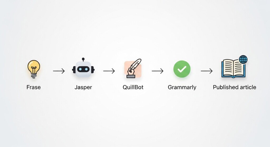 Hybrid workflow combining AI writing vs human writing SEO processes