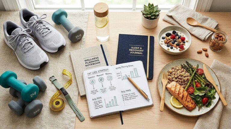 Science based weight loss guide featuring nutrition exercise recovery and sustainable fat loss strategies