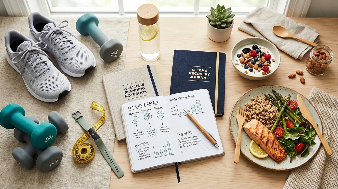 Science based weight loss guide featuring nutrition exercise recovery and sustainable fat loss strategies