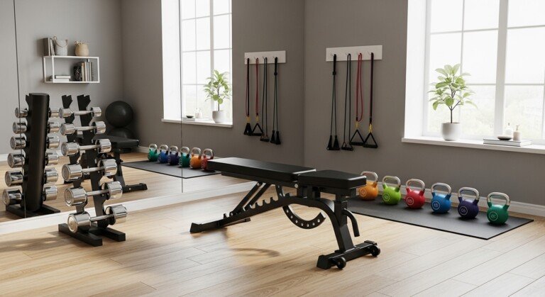 fitness equipment guide showing essential home gym workout equipment