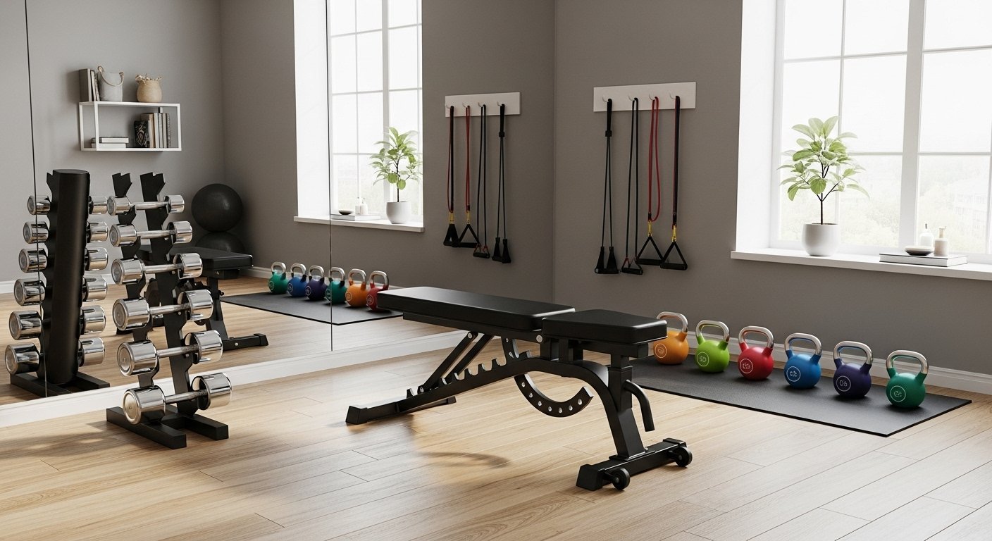 fitness equipment guide showing essential home gym workout equipment