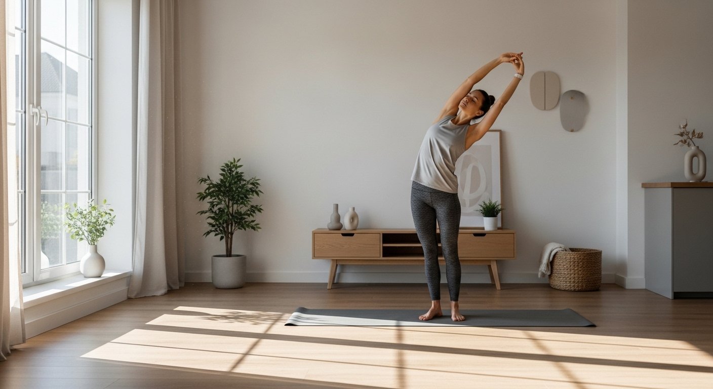 yoga guide for beginners practicing yoga at home