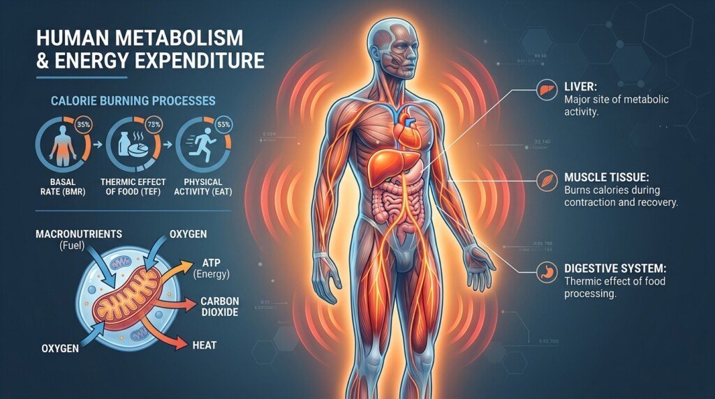 Collection of natural fat burning ingredients including green tea extract caffeine and capsaicin