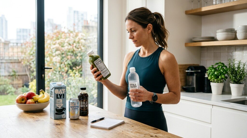 Person comparing healthy beverages for belly fat loss support