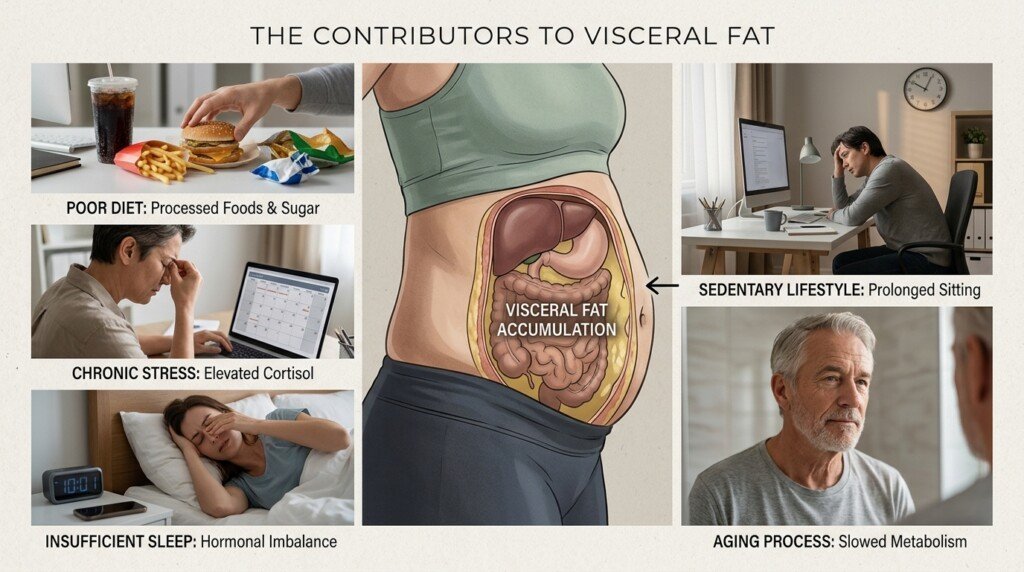 Lifestyle factors that contribute to visceral fat