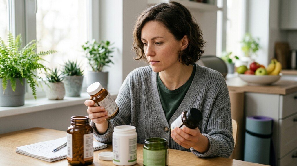 Person comparing weight loss supplement options before making a decision