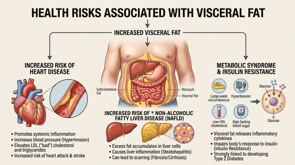 Health risks linked to excess visceral fat
