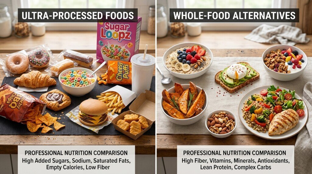 Diet for Visceral Fat Loss by limiting processed foods