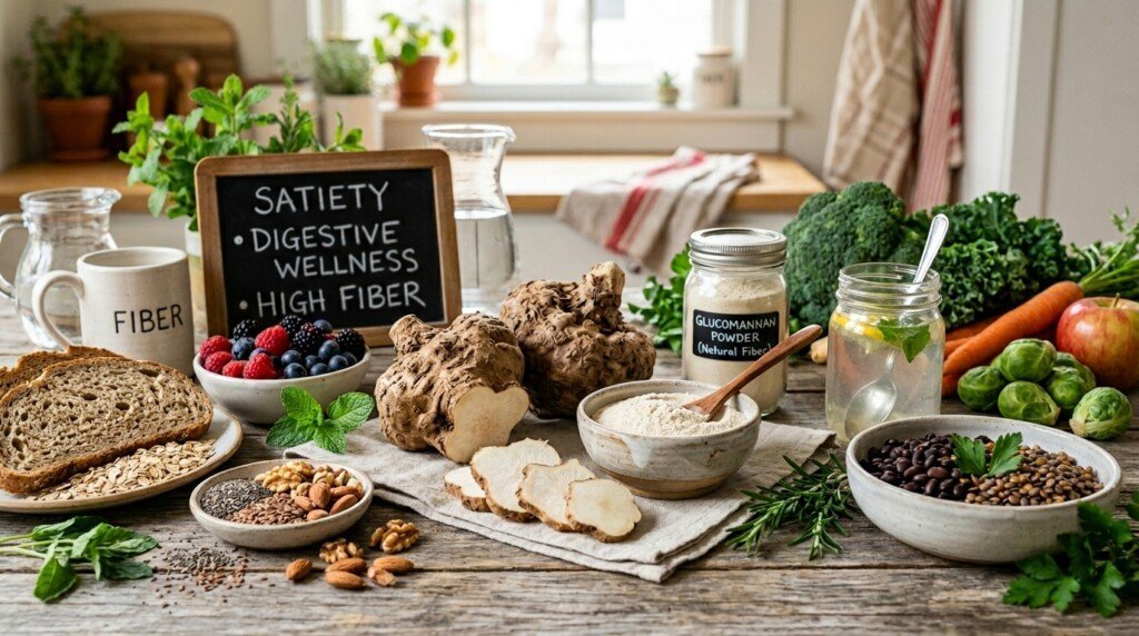 Glucomannan fiber supporting fullness and appetite control