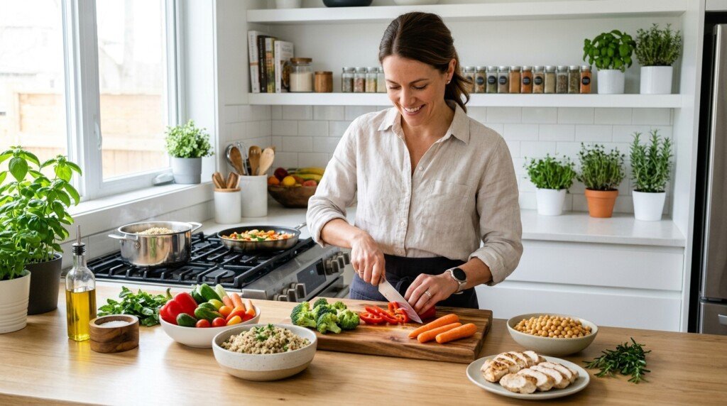 Balanced healthy meal supporting visceral fat reduction