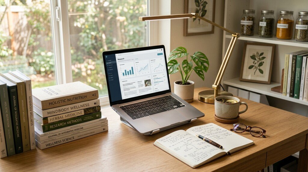 Research focused wellness content creation workspace