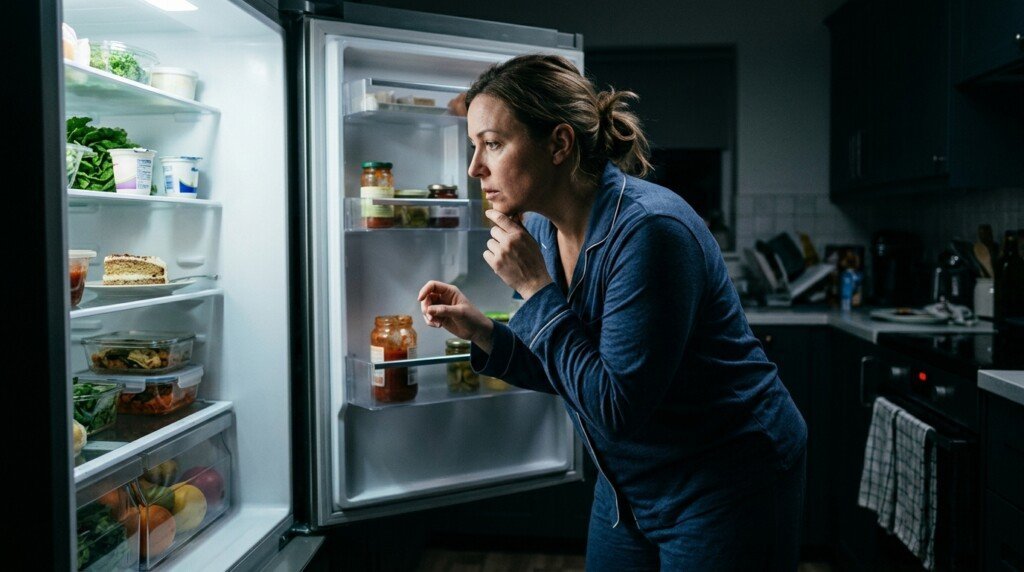 Person struggling with hunger while trying to lose weight
