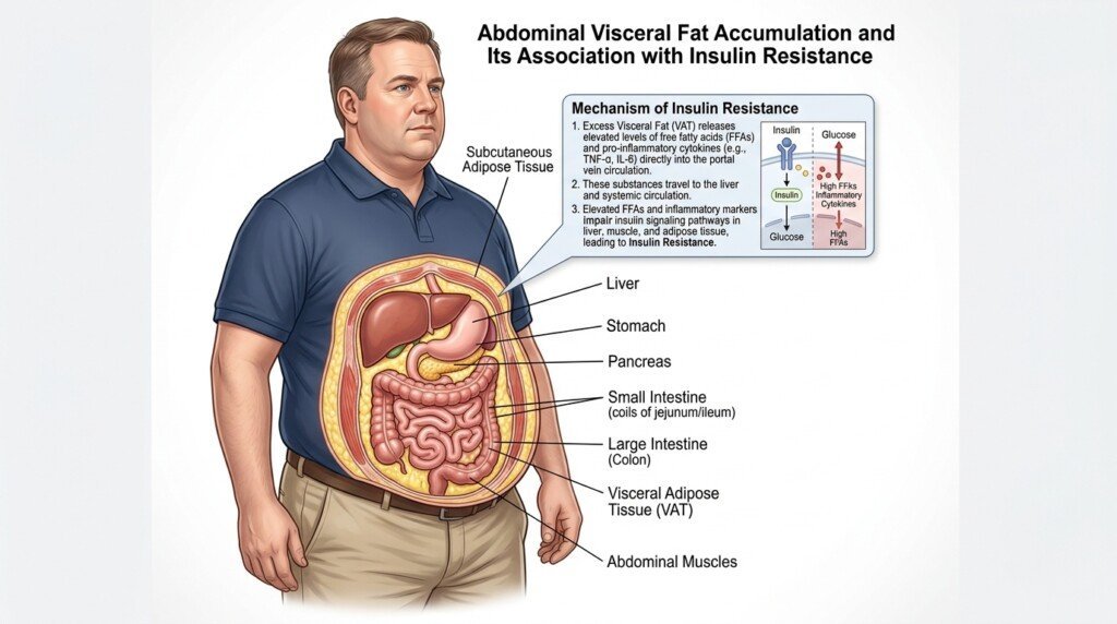 Signs of Insulin Resistance with abdominal fat gain