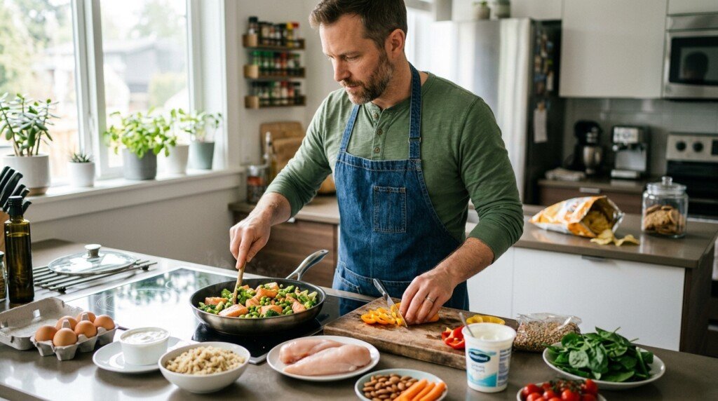 Person managing food cravings and appetite naturally