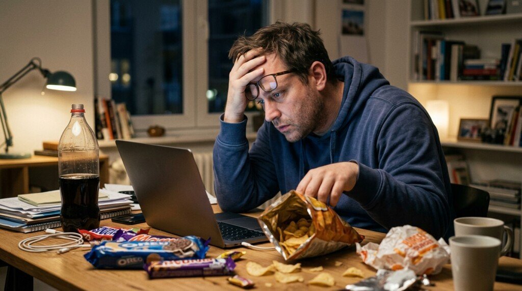 Chronic stress influencing eating habits and abdominal weight gain