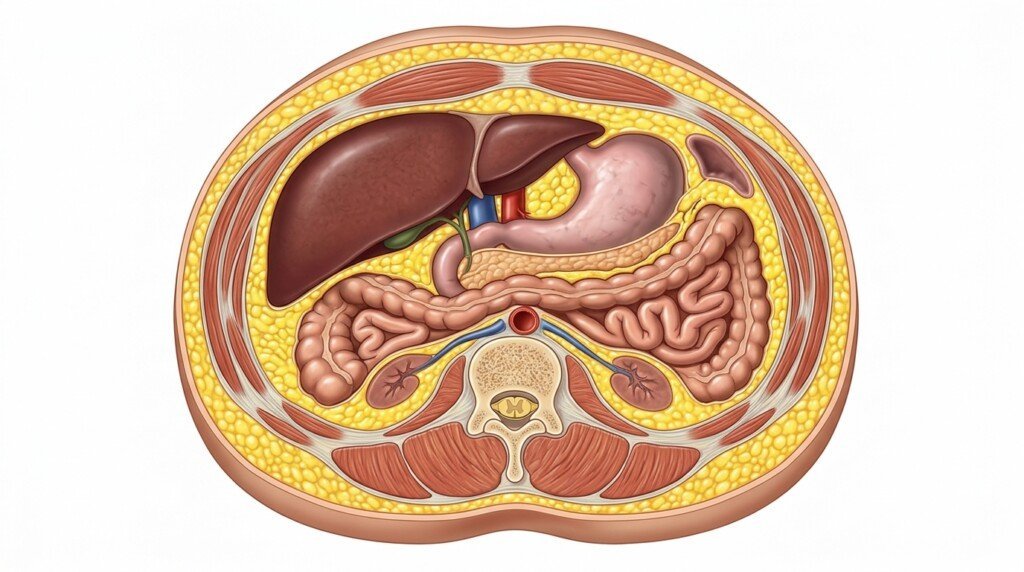 Illustration showing the difference between visceral fat and subcutaneous fat