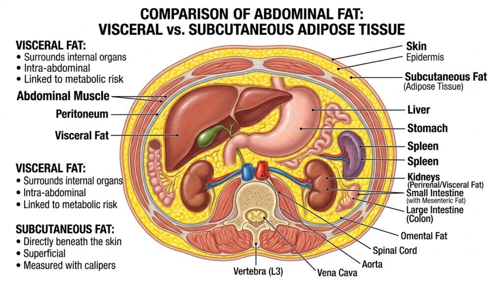 Comparison of visceral fat and subcutaneous fat