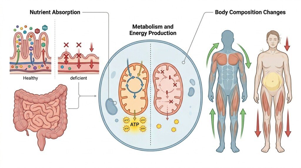 Illustration showing the connection between nutrient deficiencies and metabolic health