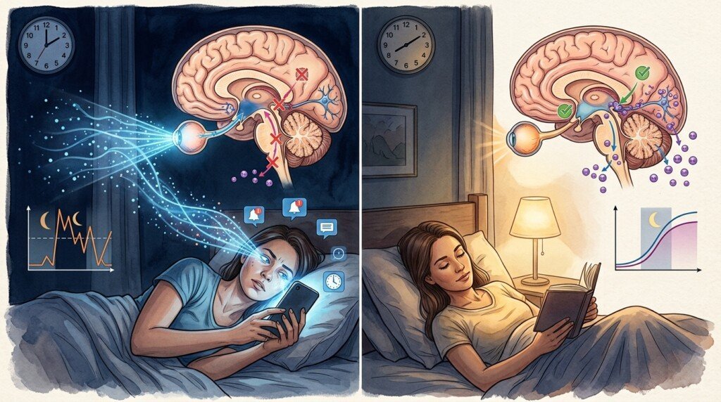 Blue light affecting healthy sleep