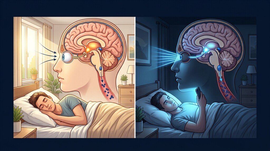 Blue light affecting circadian rhythm