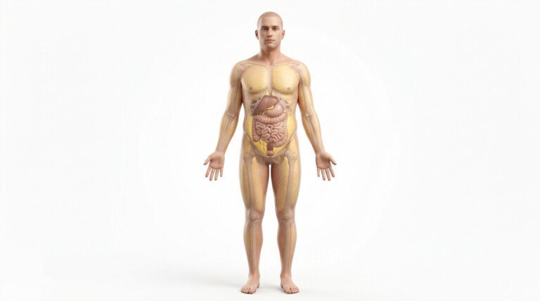 Illustration showing different types of body fat in the human body