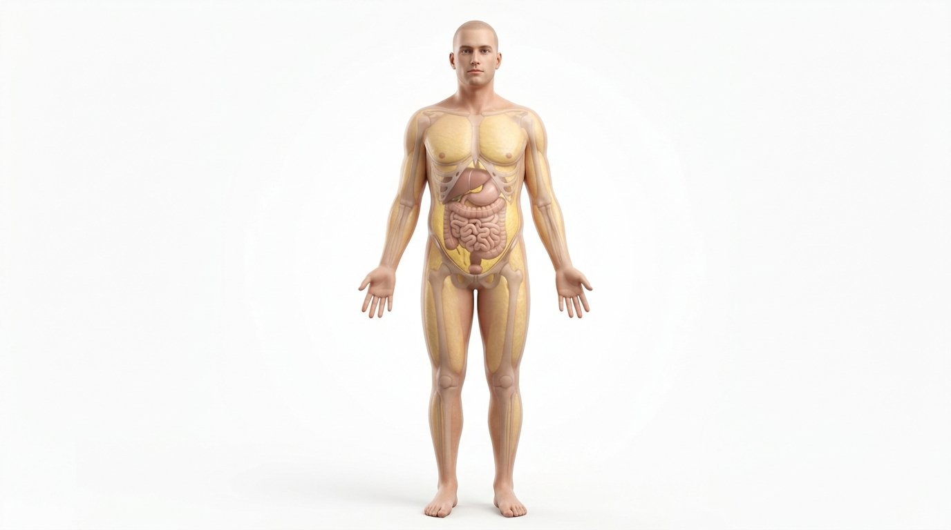 Illustration showing different types of body fat in the human body