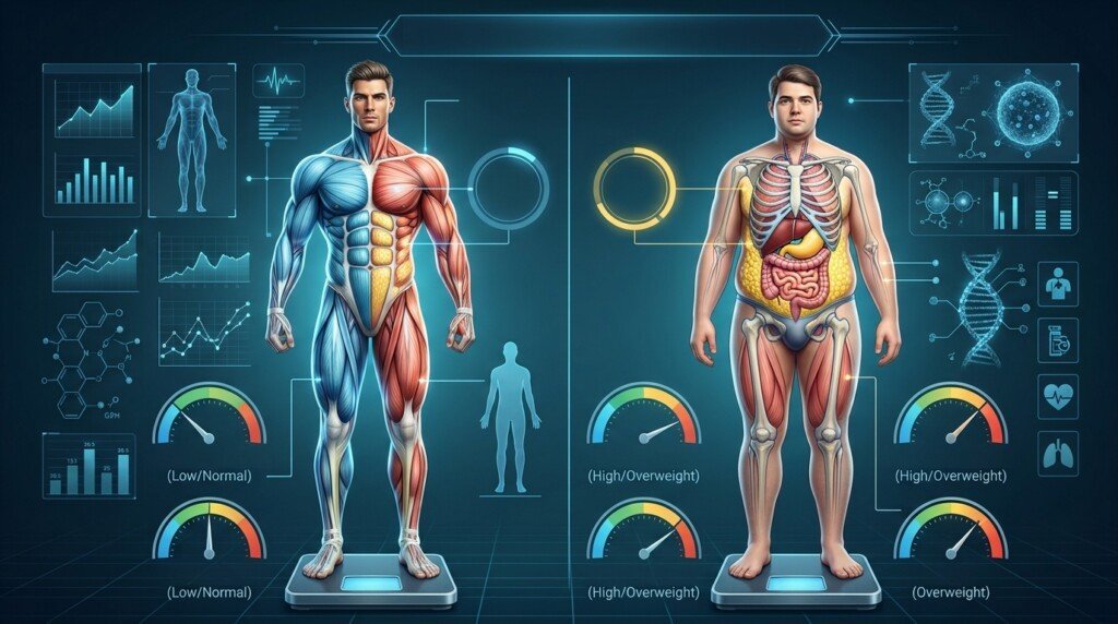 Body fat percentage compared with BMI