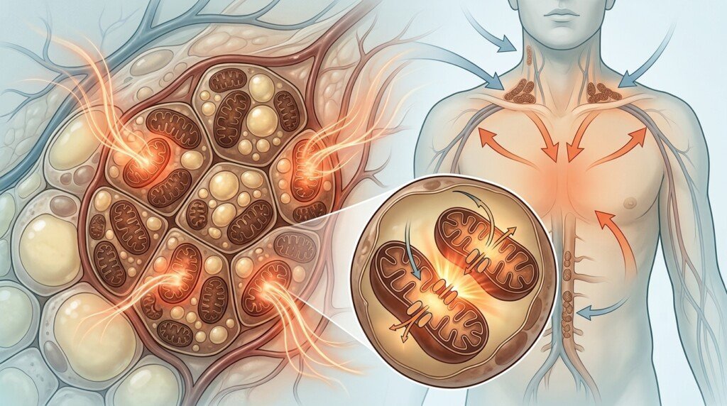 Brown fat burning calories through thermogenesis