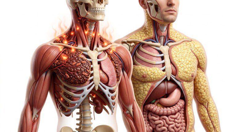 Comparison of brown fat vs white fat in the human body